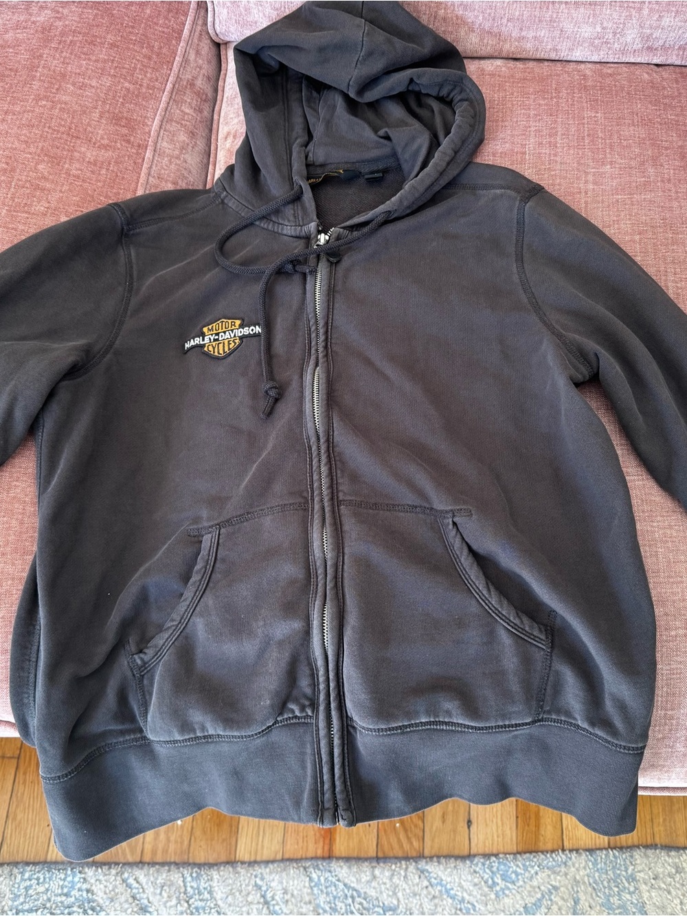 Harley-Davidson Black Zip Hoodie with Small Chest Patch